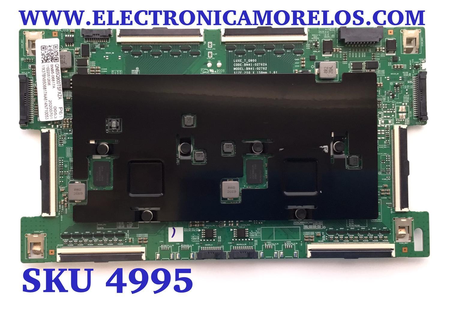 T-CON PARA TV SAMSUNG / NUMERO DE PARTE BN95-06817A / BN41-02762A / BN9506817A / BN4102762A / 010220512696 / 20200701 / BN97-17362A / PANEL CY-TT065JLAV6H / DISPLAY BN96-50400B / BN9650400B / MODELO QN65Q900TSFXZA